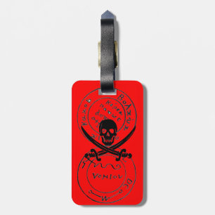 ANTIEK TALISMAN / PIRATEN SCHATKAARTEN, Rood Bagagelabel