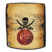 ANTIEK TALISMAN, PIRATEN TREASURE MAP RED WAX SEAL RUGTASSEN (Verwijderbaar gezicht)