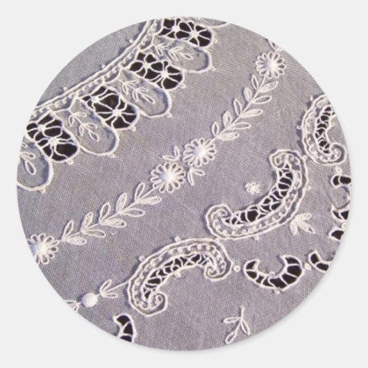 Antiek tamboerkant ronde sticker (Voorkant)