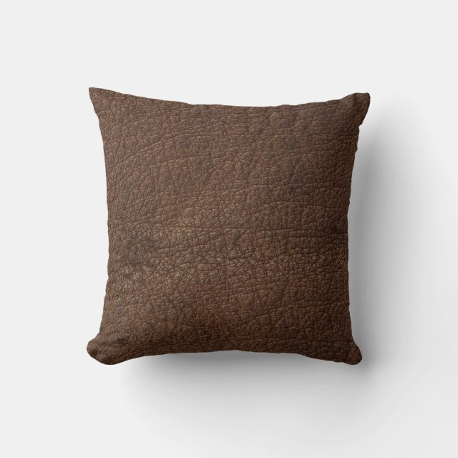 Antiek Tan Leather Print Cushion Textern-patroon Kussen (Voorkant)