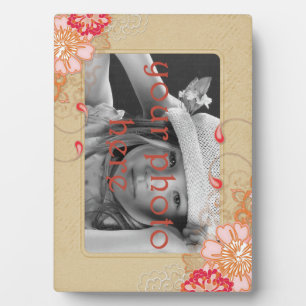 Antiek Tan Mat 5 x 7 Foto Plaque met Easel Fotoplaat