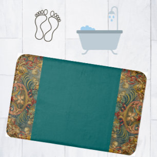 Antiek Tapestry Jewel Tones Dark Blauwgroen ftalo Badmat