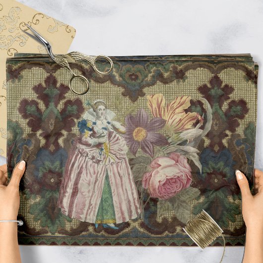 Antiek Tapijt & Bloemen Decoupage Tissue Papier