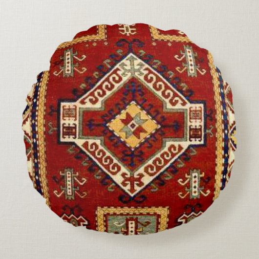 Antiek tapijttapijt rond kussen (Voorkant)