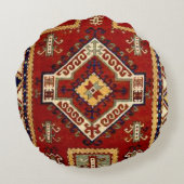 Antiek tapijttapijt rond kussen (Achterkant)