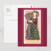 Antiek tarot-afspeelkaart:  Sterkte Briefkaart (Voorkant / Achterkant)