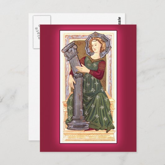 Antiek tarot-afspeelkaart:  Sterkte Briefkaart (Voorkant / Achterkant)