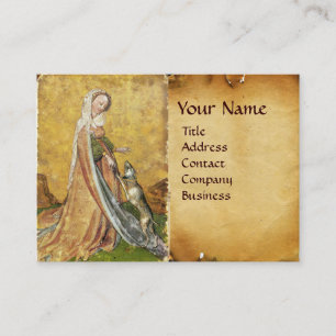 Antiek Tarots/Duitse gerechtskaarten/Dame of Dogs Visitekaartje