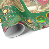 Antiek Tarots, Duitse gerechtskaarten, groene Flor Cadeaupapier (Rol Hoek)