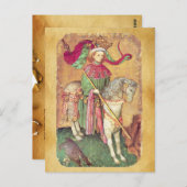 Antiek Tarots/Duitse gerechtskaarten/koning der va Briefkaart (Voorkant / Achterkant)