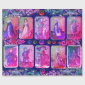 Antiek Tarots, Duitse gerechtskaarten, roze blauwe Cadeaupapier (Vlak)