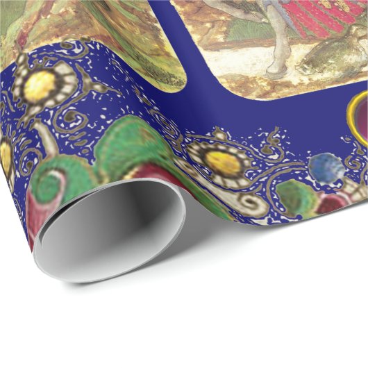 Antiek Tarots, Duitse Hof Kaarten, Gouden Blauwe B Cadeaupapier (Rol Hoek)