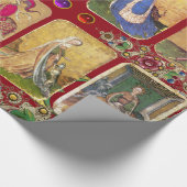 Antiek Tarots, Duitse Hof Kaarten, Gouden Rode Blo Cadeaupapier (Hoek)