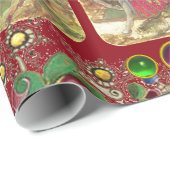 Antiek Tarots, Duitse Hof Kaarten, Gouden Rode Blo Cadeaupapier (Rol Hoek)