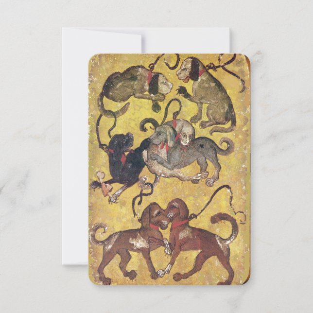 Antiek Tarots/Duitse rechtbank Kaarten/Zeven Honde (Voorkant)