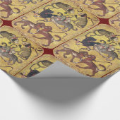 Antiek Tarots/Duitse rechtbank Kaarten/Zeven Honde Cadeaupapier (Hoek)