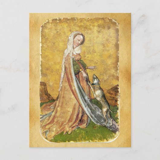 Antiek Tarots/Kaarten van de Duitse rechtbank/Dame Briefkaart (Voorkant)