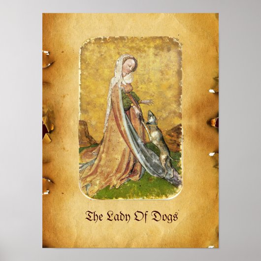 Antiek Tarots/Kaarten van de Duitse rechtbank/Dame Poster (Voorkant)