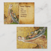 Antiek Tarots/Kaarten van de Duitse rechtbank/Dame Visitekaartje (Voorkant / Achterkant)