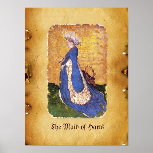 Antiek Tarots/Kaarten van de Duitse rechtbank/Maid Poster (Voorkant)