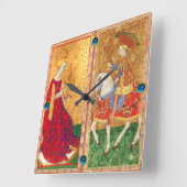 ANTIEK TAROTS/KNIGHT EN KONINGIN VAN KUPS VIERKANTE KLOK (Hoek)