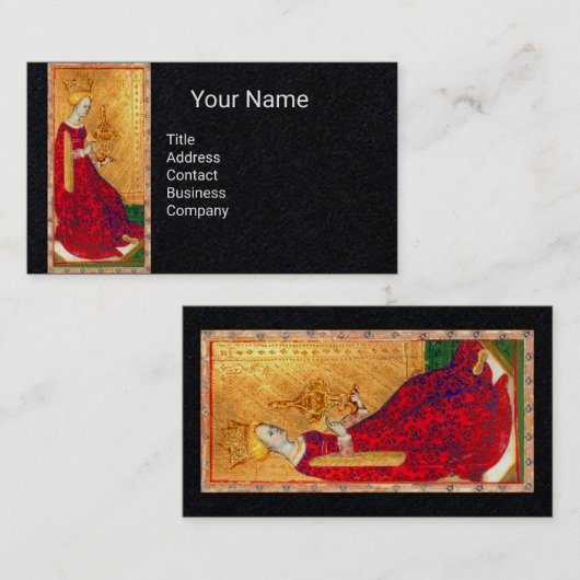 ANTIEK TAROTS KONINGIN VAN KUSTzwart papier Visitekaartje (Voorkant / Achterkant)