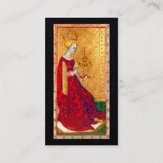 ANTIEK TAROTS KONINGIN VAN KUSTzwart papier Visitekaartje (Achterkant)