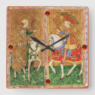 ANTIEK TAROTS/LADY VAN MUNTEN EN KNACHT VAN KUPS VIERKANTE KLOK