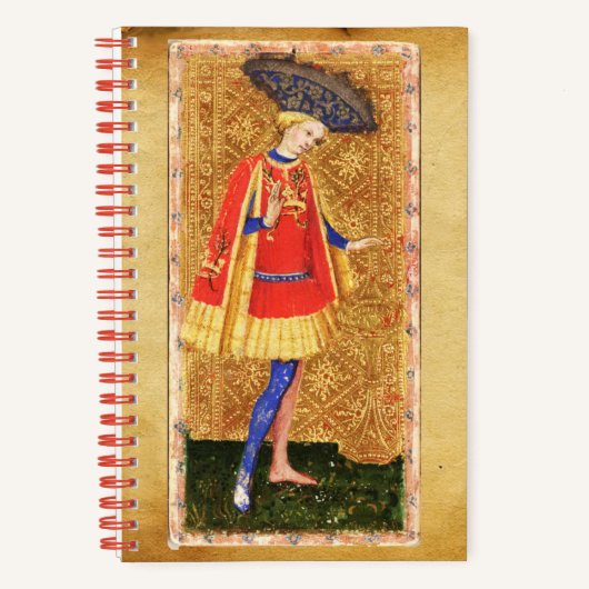 ANTIEK TAROTS PAGINA EN RIDDER VAN BEKERS NOTITIEBOEK (Voorkant)