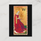 ANTIEK TAROTS QUEEN OF CUPS ZWART MONOGRAM VISITEKAARTJE (Achterkant)