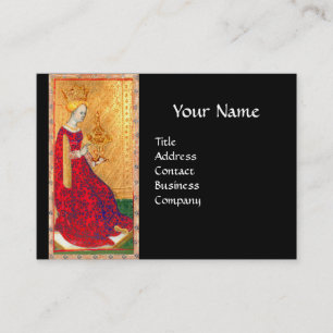 ANTIEK TAROTS QUEEN OF CUPS ZWART MONOGRAM VISITEKAARTJE