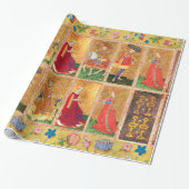 ANTIEK TAROTS / RIDDER, KONING, PAGINA ,KONINGIN V CADEAUPAPIER (Uitgerold)