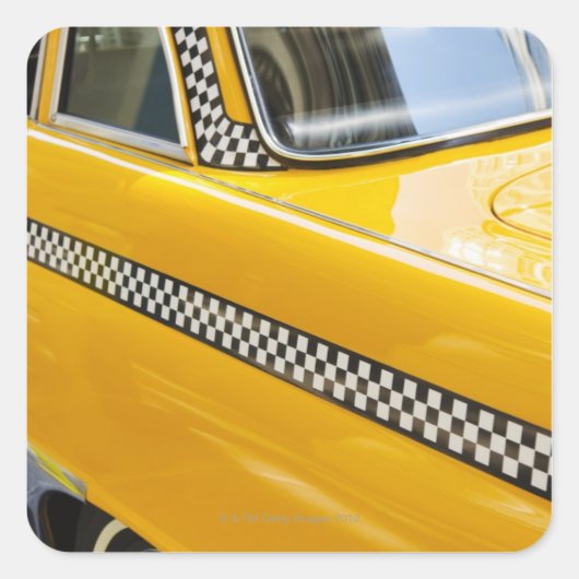Antiek taxi vierkante sticker (Voorkant)