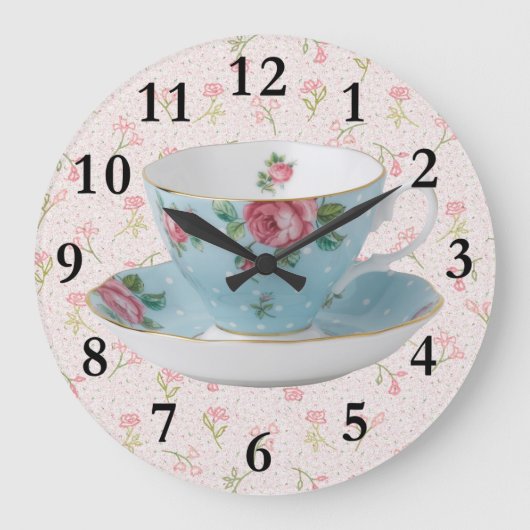 ANTIEK TEA CUP & SAUCER CLOCK GROTE KLOK (Voorkant)