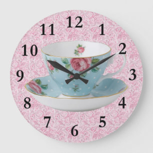 ANTIEK TEA CUP & SAUCER CLOCK GROTE KLOK