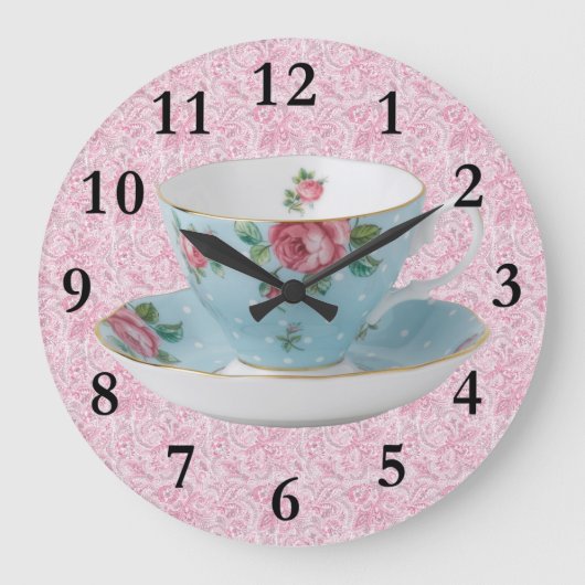 ANTIEK TEA CUP & SAUCER CLOCK GROTE KLOK (Voorkant)