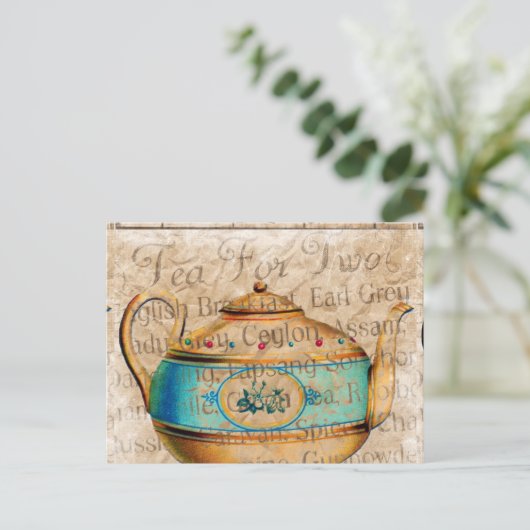 Antiek Tea Pot Briefkaart (Staand voorkant)