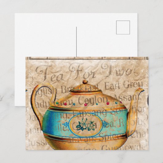 Antiek Tea Pot Briefkaart (Voorkant / Achterkant)