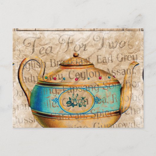 Antiek Tea Pot Briefkaart (Voorkant)
