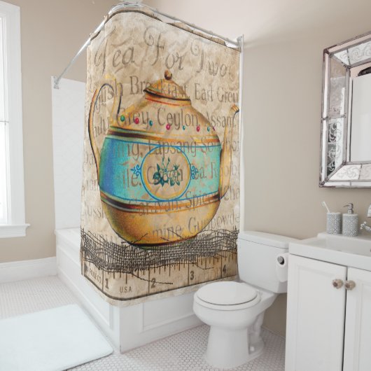 Antiek Tea Pot Douchegordijn (In situ)