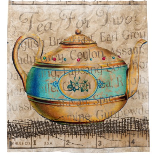 Antiek Tea Pot Douchegordijn (Voorkant)
