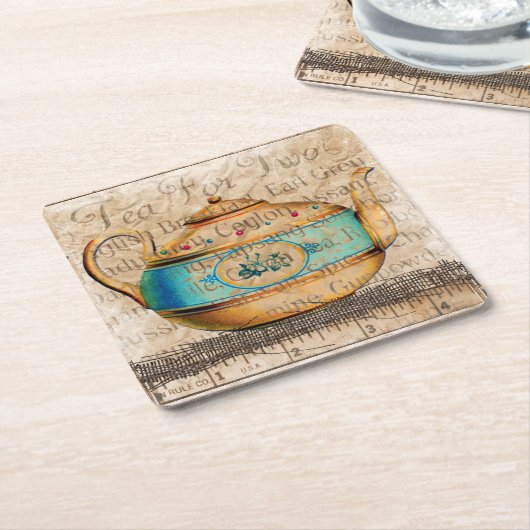 Antiek Tea Pot Kartonnen Onderzetters (Schuin)