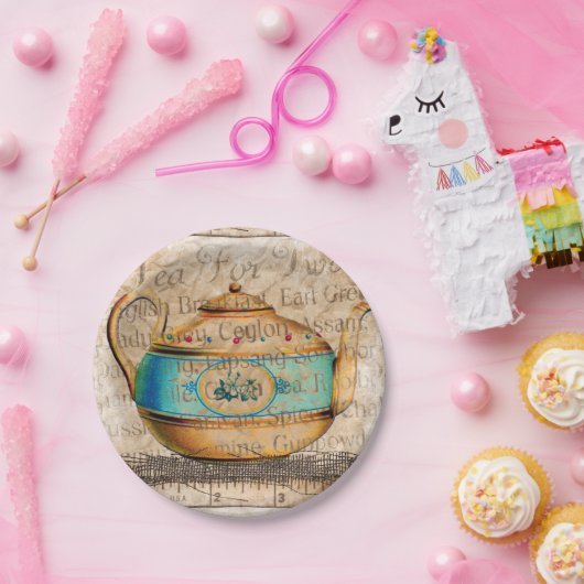 Antiek Tea Pot Papieren Bordje (Feest)