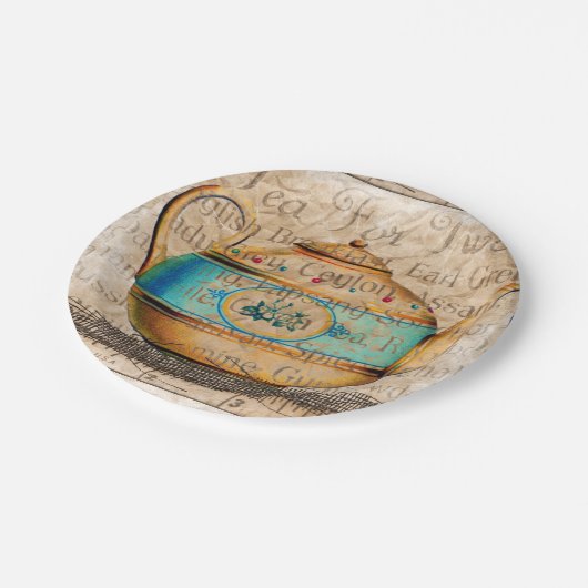 Antiek Tea Pot Papieren Bordje (Gekanteld)