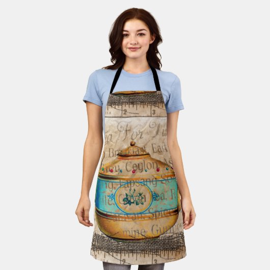 Antiek Tea Pot Schort (Gedragen)