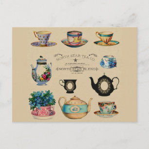  Antiek Teacup Floral Briefkaart