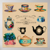  Antiek Teacup Floral Poster (Voorkant)