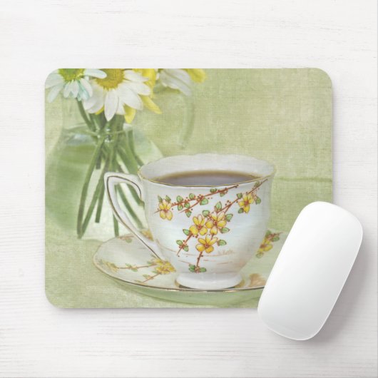 antiek teacup met daisies muismat (Met muis)