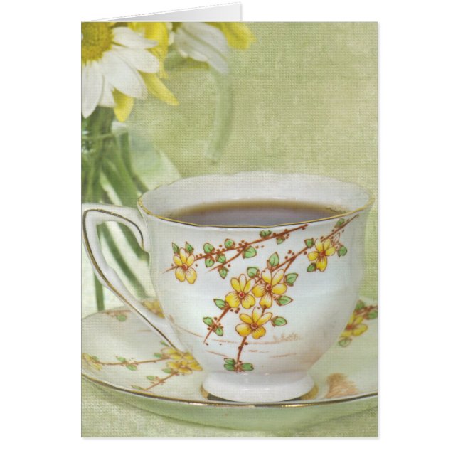 antiek teacup met daisy bouquet (Voorkant)