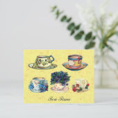 Antiek Teacup Tea Time Briefkaart (Staand voorkant)